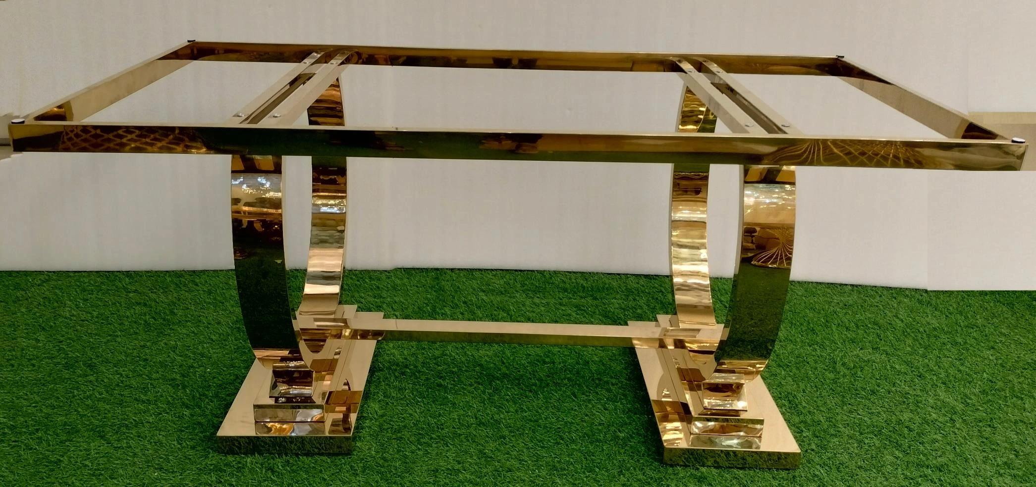 Metal Rectangular Table 2 Curve Circle Base 180x90cm